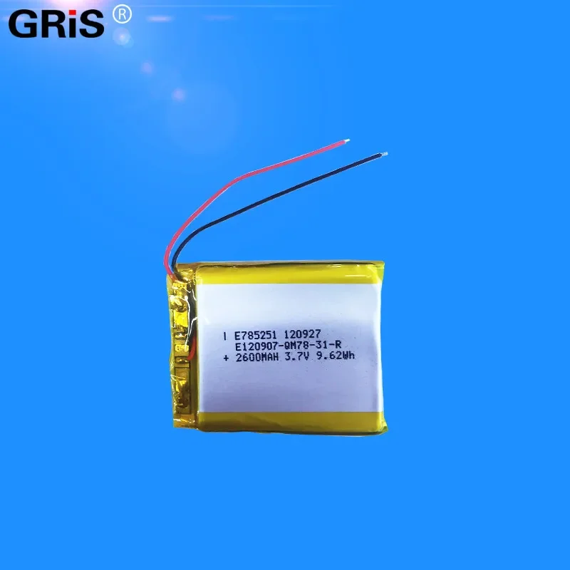 충전식 리튬 배터리 미드 충전식 리튬 이온 셀, 3.7V 폴리머 배터리, 785251 2600mAh MP4/5 GPS