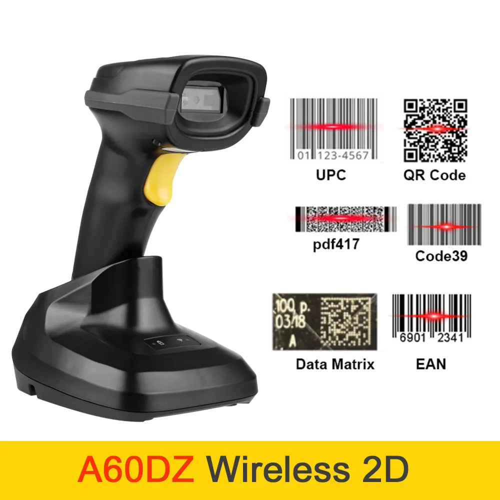 Barcode Scanner Wireless Laser 1D 2D QR Bluetooth Barcode Reader USB Scanner 2d QR Code Reader PDF417 For Pos System