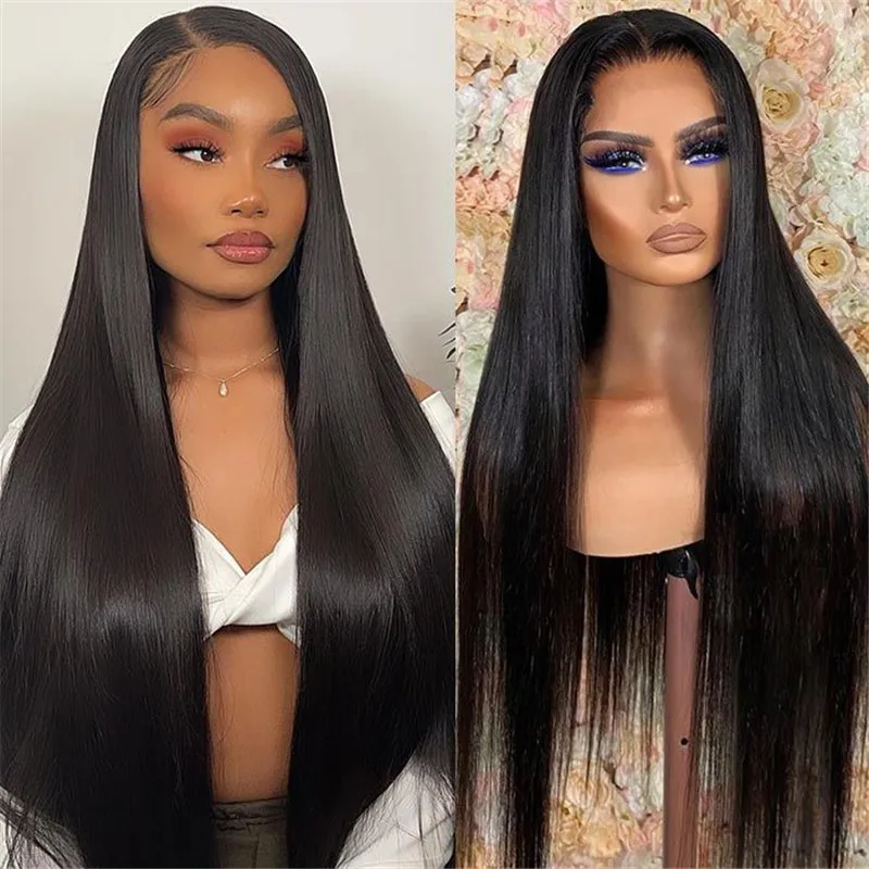 Indian Hair Bone Straight Lace Front Wigs Human Hair Pre Plucked 13x4 Transparent Lace Frontal Wigs for Women Natural Hairline