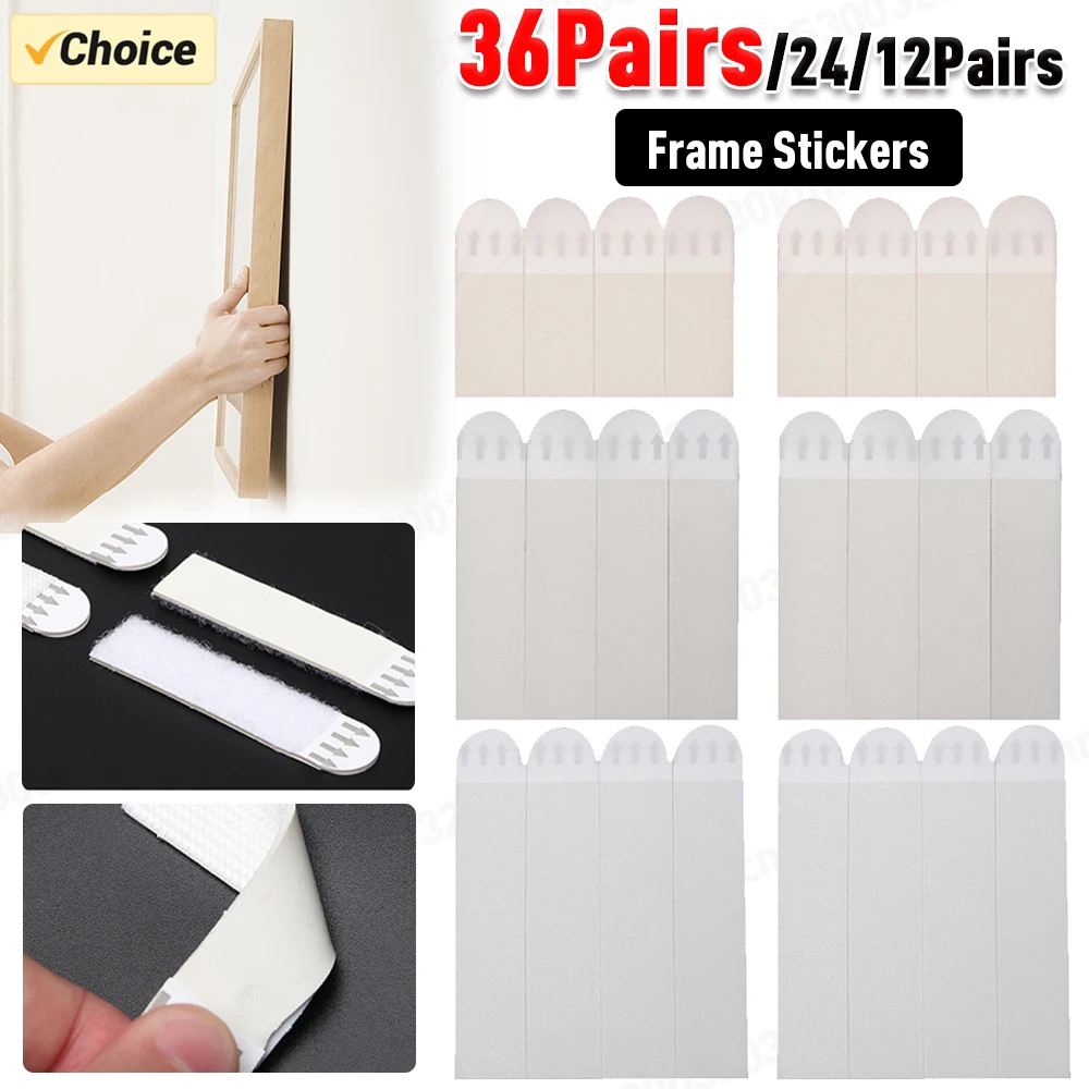 12-36 Pairs Witte Tape Schadevrije Foto & Frame Ophangstrips Muursticker Haak Voordeelpakket Foto Ophangstrips DIY Stickers