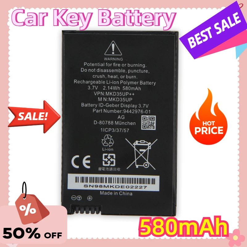 

For BMW 5/6/7 Series GT X3 X4 X5 X6 730 740 745 530L Display Remote Control Car Key 580mAh Car Key Battery MKD35UP