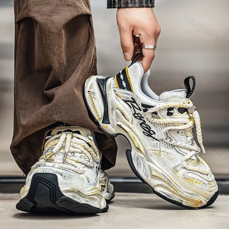 

2025 Autumn Fashion Trend Low Top Thick Soled Casua Sports Shoes for Men Breathable Mesh Versatile Comfortable Platform Sneakers