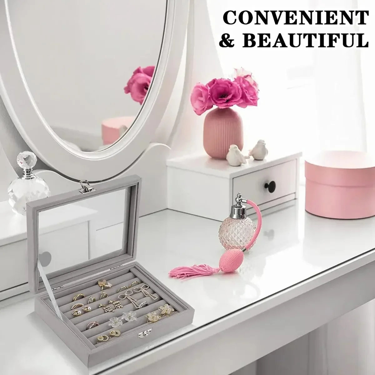 Ring Flanell Schmuck Lagerung Box Hohe Kapazität Mit Abdeckung Staub-Proof Schmuck Display Organizer Box Hochzeit Geschenke Für Frau frauen