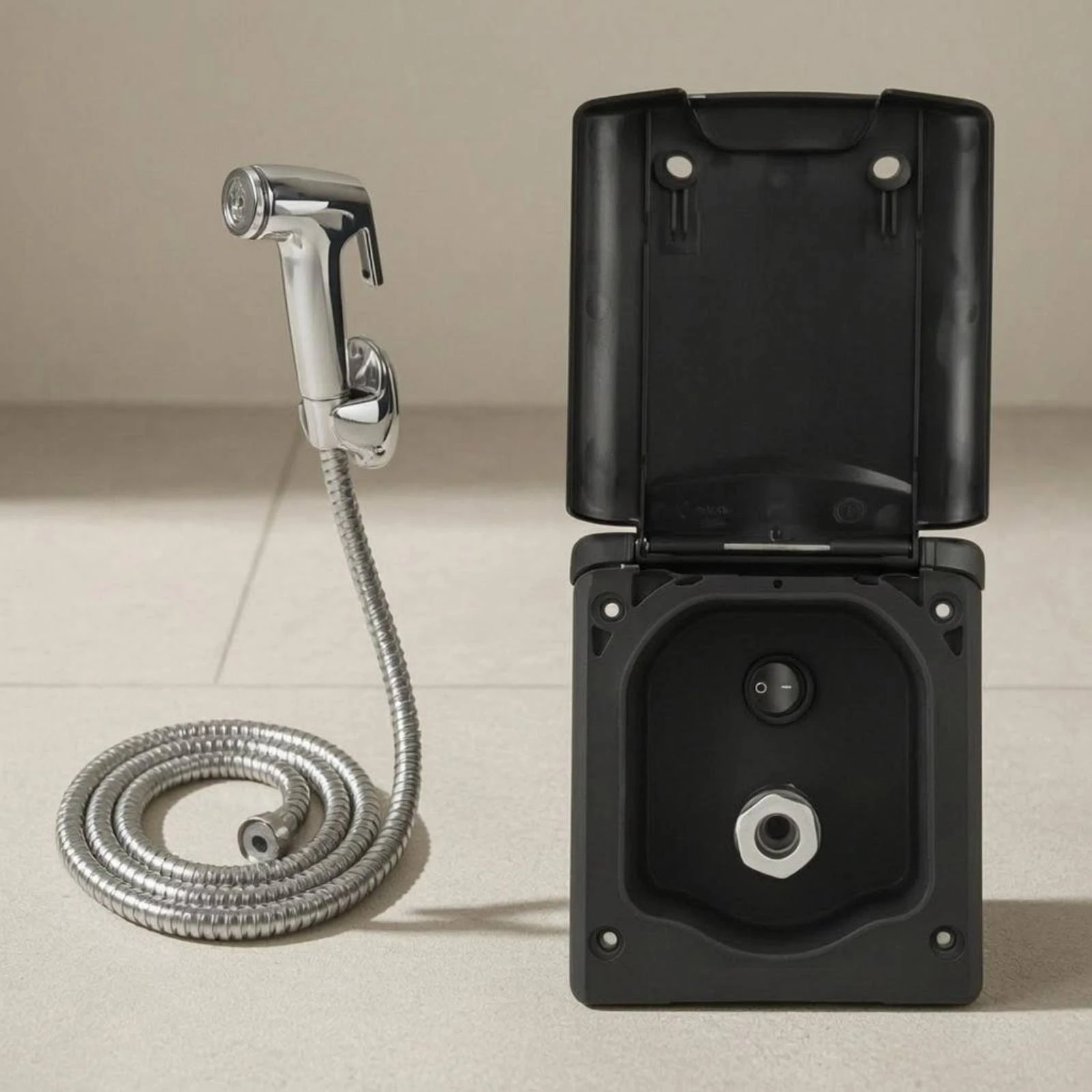 RV Exterior Shower Box Kit Space-Saving RV Outdoor Shower Box Kit Travel Trailer Rapid Connect Sprayer Space-Saving Design