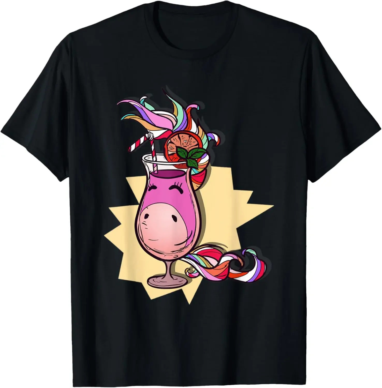 

Cocktail Unicorn Funny Summer Drink Graphic Tee Casual Short Sleeve T-Shirt for Men Women