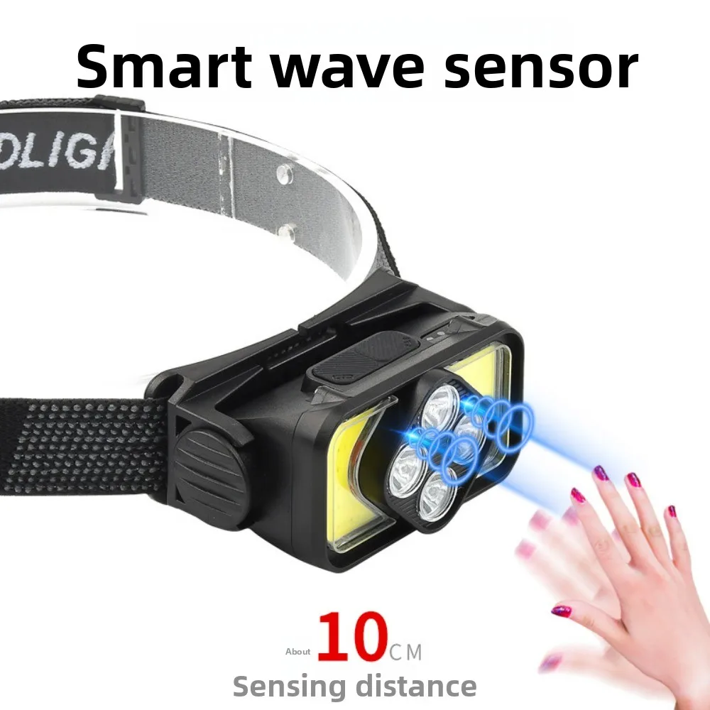 كشاف أمامي LED من النوع C مزود بمستشعر حركة للشحن - محمول فائق السطوع للصيد الليلي والجري والتخييم في الهواء الطلق