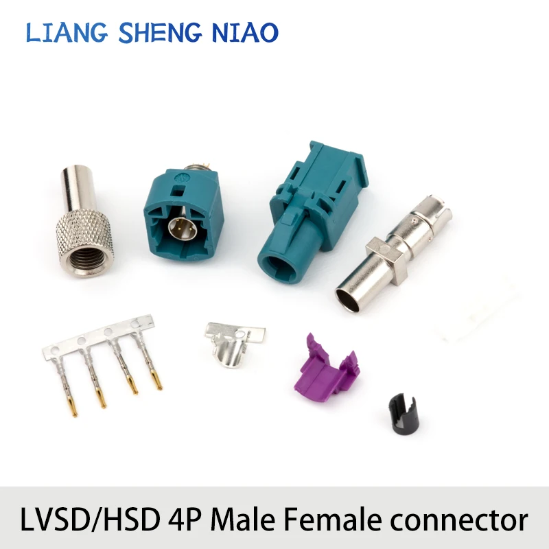 LVDS4P HSD4 male Z-type automotive RF coaxial connector HSD vertical plug-in board male and female socket