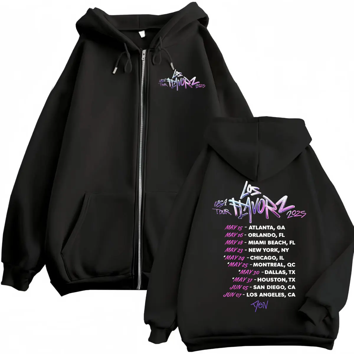 

Rapper Dei V Los Flavorz Tour 2025 Zipper Hoodies Harajuku Hip Hop Pop Music Zip Up Sweatshirts Men Women Fashion Y2k Pullover