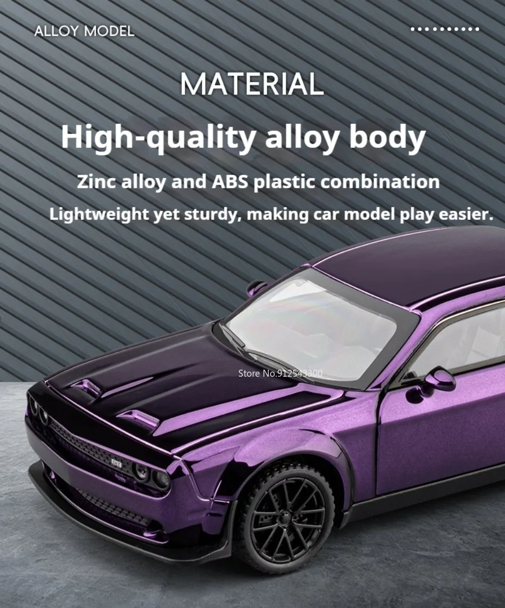 1:32 Maßstab Hellcat Charger Sportwagen-Modell Spielzeug mit Stoßdämpfung, Musik und Licht Supercar-Modelle aus Legierung Druckguss-Spielzeuge Sammlerstück – Detail 3
