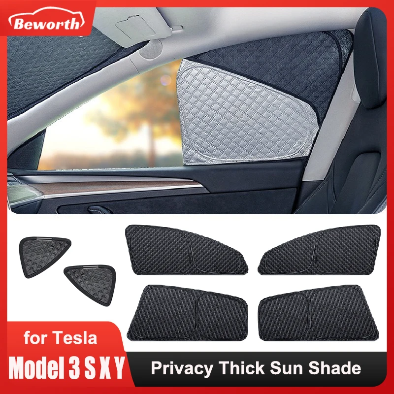 Privacy Thick Sun Shade for Tesla Model 3 Y X S Side Window Sunshade Front Rear Windshield Skylight Blind UV Blocking Shading