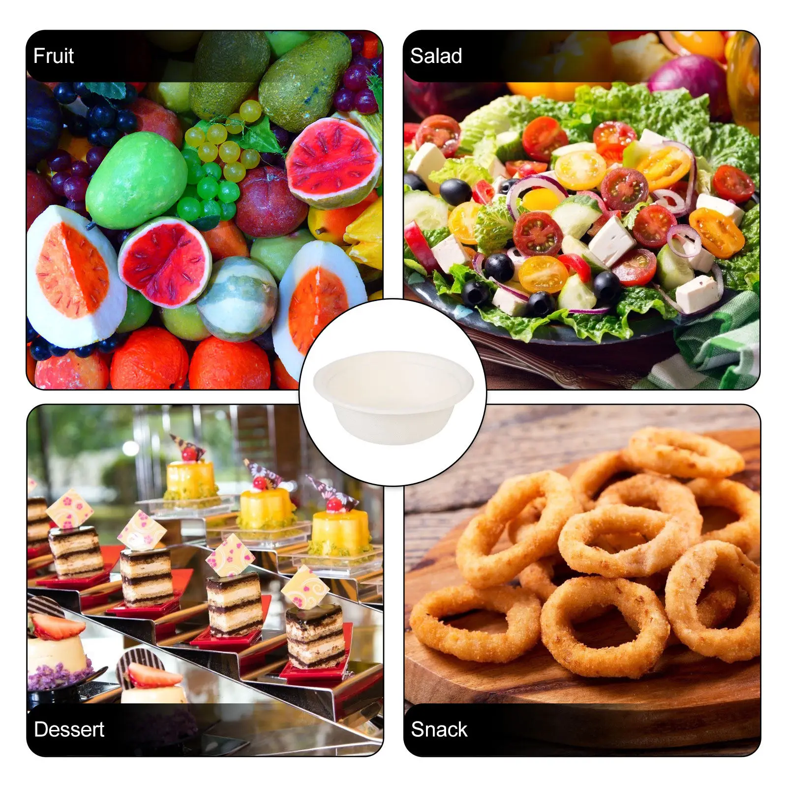 50Pcs Degradable Disposable Bowl Eco Friendly Camping Food Bowls Portable Salad Fruit Snack Soup Container Camping Supply