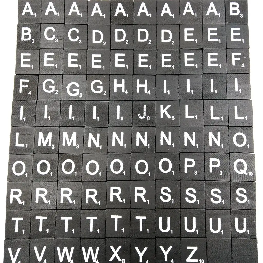

100 Pieces Bulk 26 Alphabet Wooden Black Letters & Numbers for Crafts Game