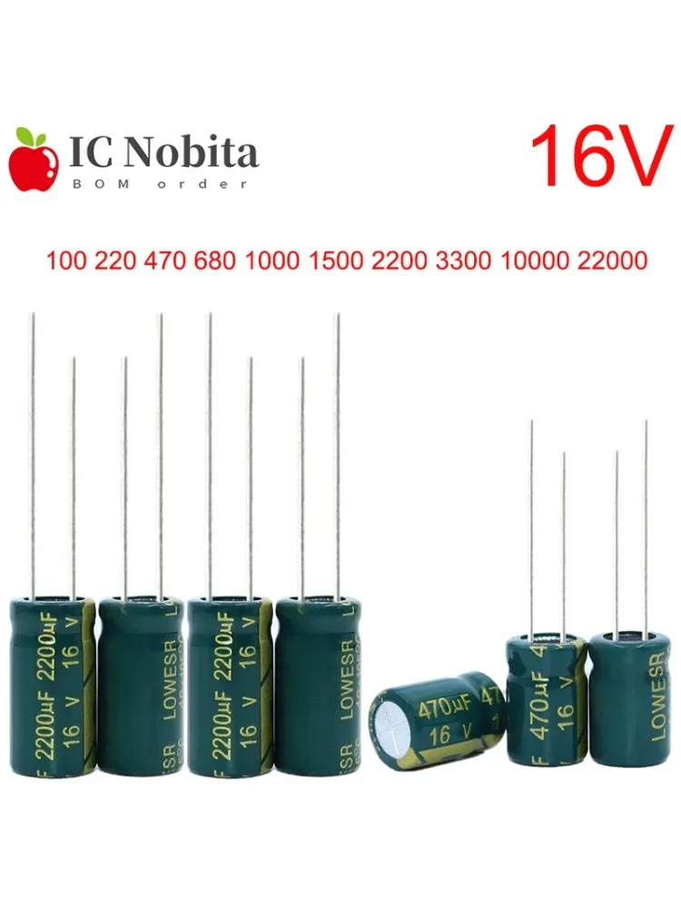 Kondensator 16V Niski ESR Wysoka częstotliwość 100 220 470 680 1000 1500 2200 3300 10000 22000 uf Aluminiowy kondensator elektrolityczny — zdjęcie 2