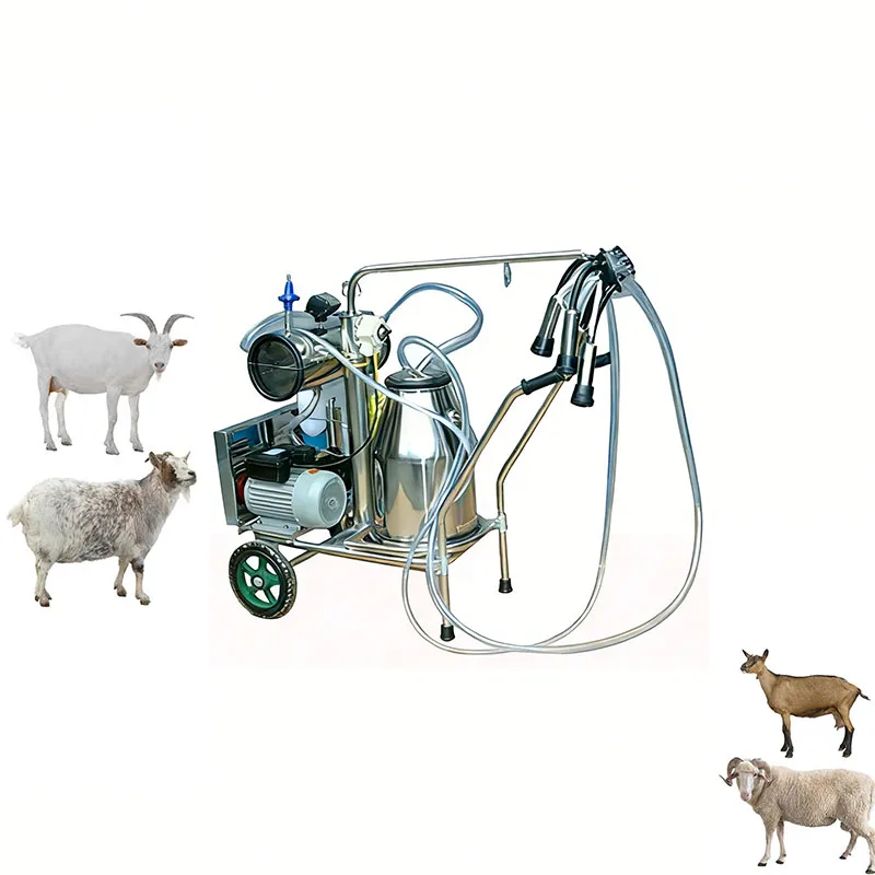 Electric Pulsator Goat Milking Machine Portable Automatic Vacuum Pump Milker With Stainless Steel Bucket Dairy Farm Equipment