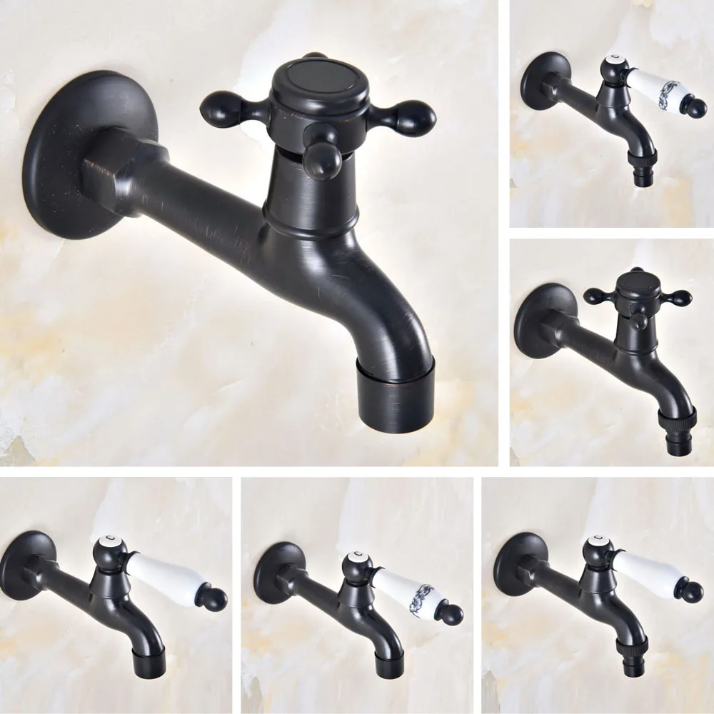 

Wall MountedBlack Oil Rubbed Brass Single Cold Sink Tap Bathroom Washing Machine Sink Mop Pool Outdoor Garden Water Tap