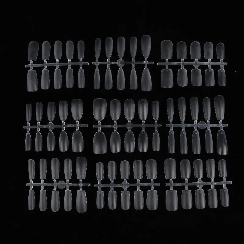 100PCS/Box Clear Coffin Press On Nails - Artificial False Nail Tips with XS/S/M Sizes, Manicure Extension Tools for DIY Salon