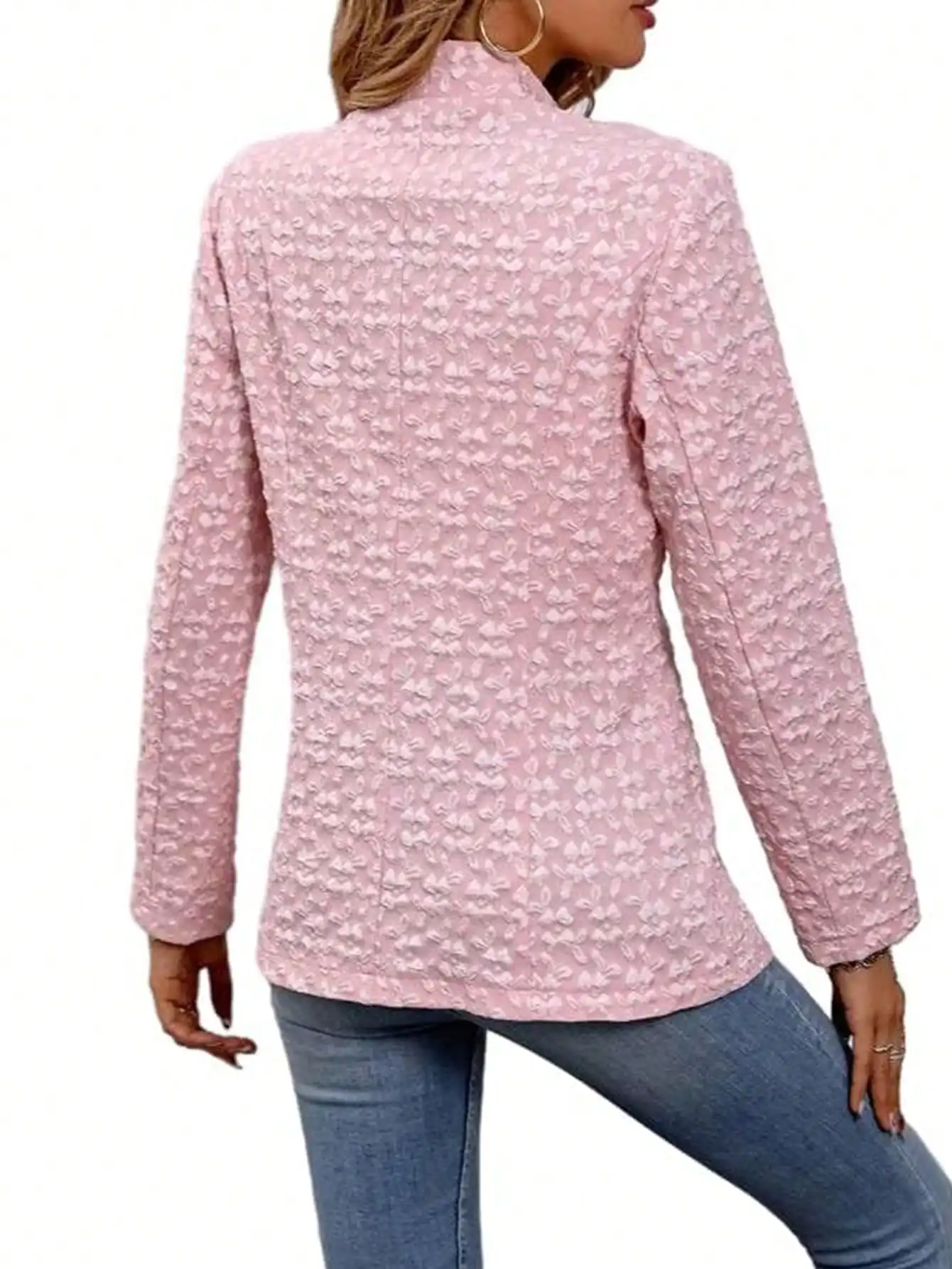 Women's 3D Floral Textured Blazer 2026 New Elegant Slim Fit Long Sleeve Lapel Collar 100% Polyester Woven Office Casual Blazers