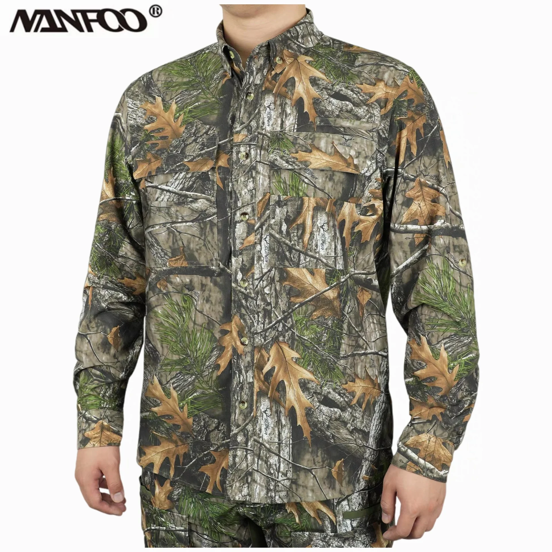 

Thin Breathable Tree Bionic Camouflage Hunting Base Layers For Men Long-Sleeved Sun Protection Casual Fishing Hiking Shirt