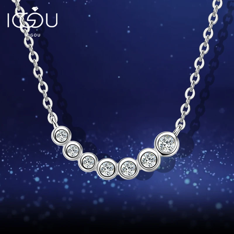 

IOGOU D0.17CT Moissanite Diamond Pendant Necklace for Women Silver 925 100% 7 Star Necklaces Jewelry Wedding Christmas Gift 2024