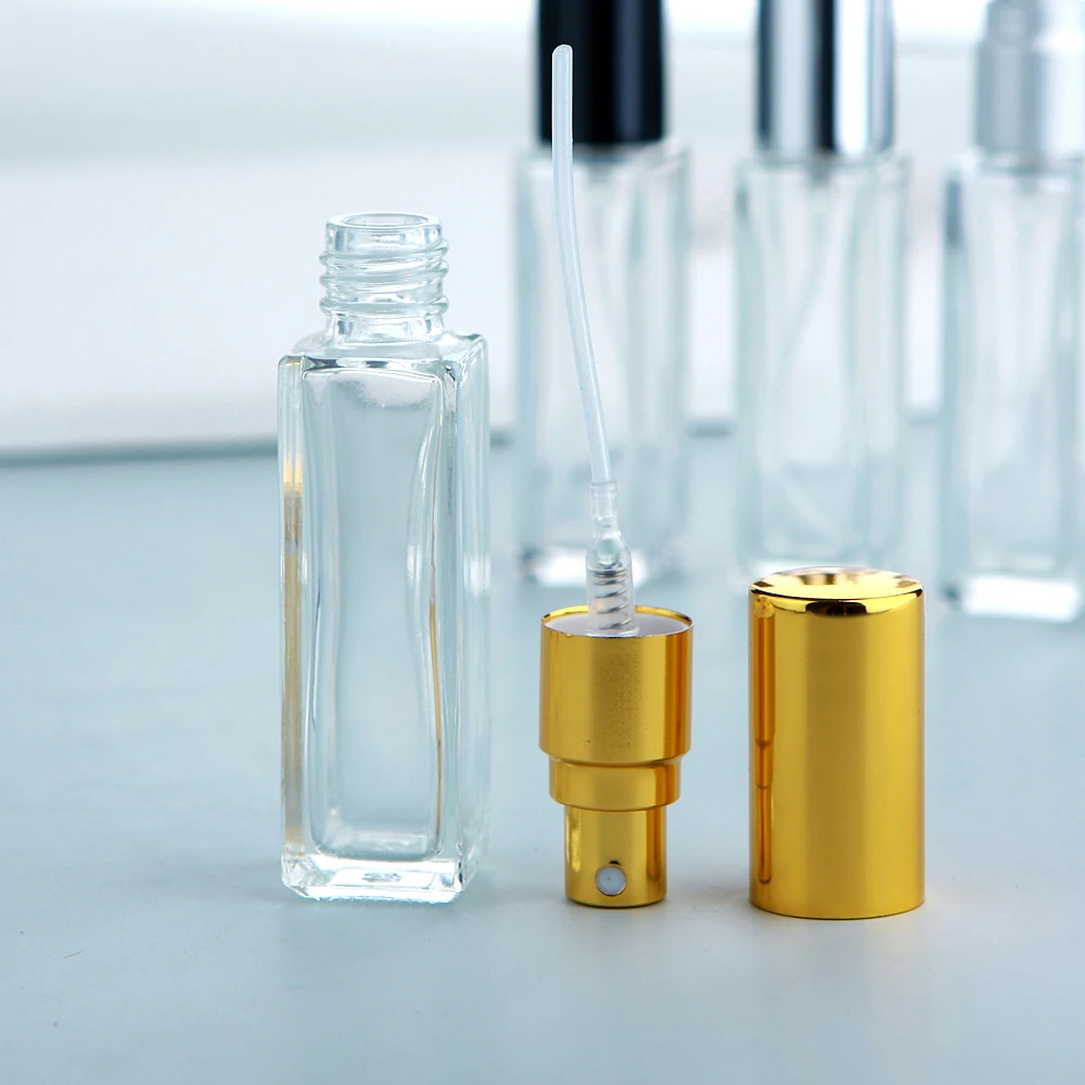 50 Stück/Lot 10ml Dickglas-Parfüm-Sprühflasche Hochwertige Nachfüllbare Quadratische Zerstäuber-Parfümflaschen – Detail 7