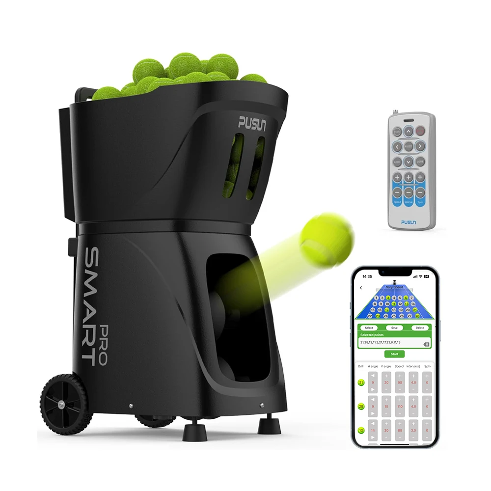 PUSUN Hot Sale APP Control Tennis Ball Machine Professional Automatic Launcher For Tennis Training