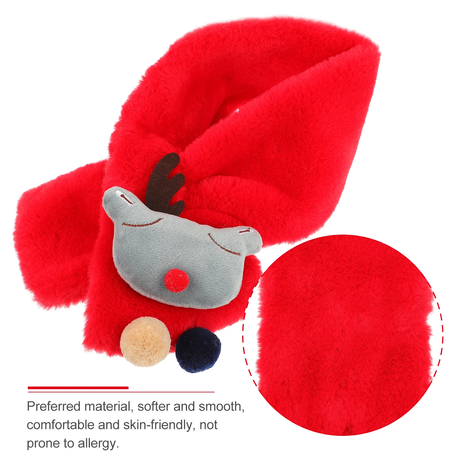 

1pc Kids Christmas Scarf Lovely Elk Pattern Warm Polyester Scarf Best Gift for Children Holiday Winter Accessory