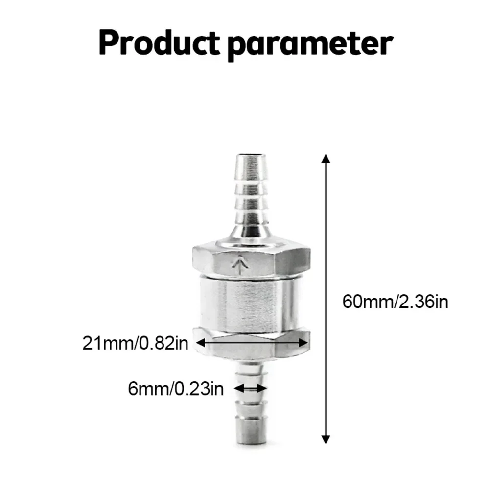 1pc 6/8/10/12mm Fuel Non Return Check Valve 6/8/10/12mm Aluminium Alloy Petrol Fuel Line Way Fuel Non Return Check Valve Pumps