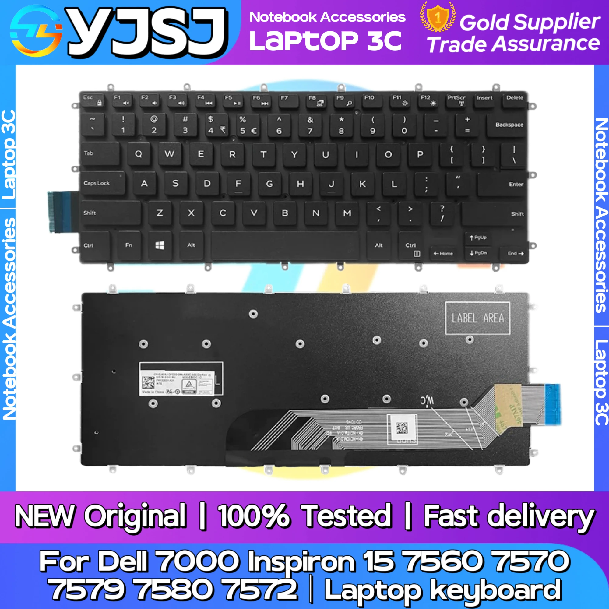 

Новая оригинальная клавиатура для ноутбука Dell 7000 Inspiron 15 7560 7570 7579 7580 7572, клавиатура для ноутбука США с подсветкой