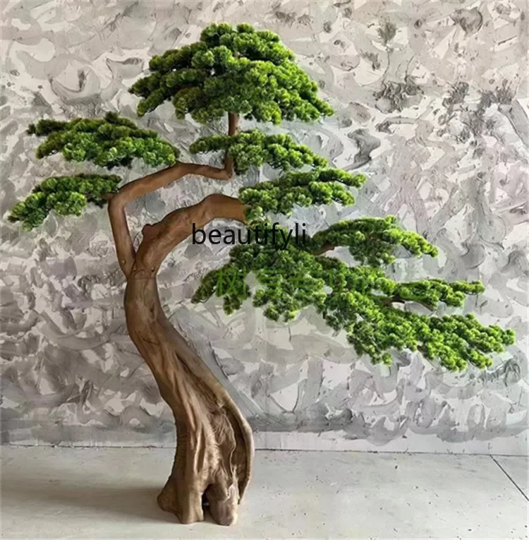 Artificial Greeting Pine Fake Trees Large Shopping Mall Hotel Solid Wood Decoration Modeling Customization