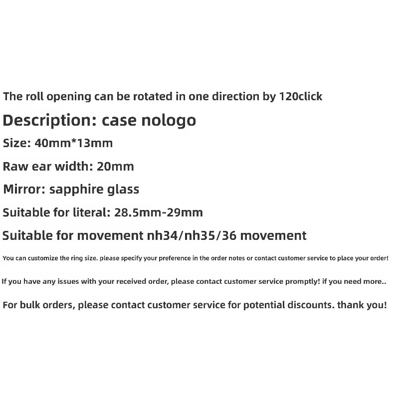 Accesorios para caja de reloj con movimiento NH35, caja de acero inoxidable dorada completa, caja de cristal de zafiro de 40MM