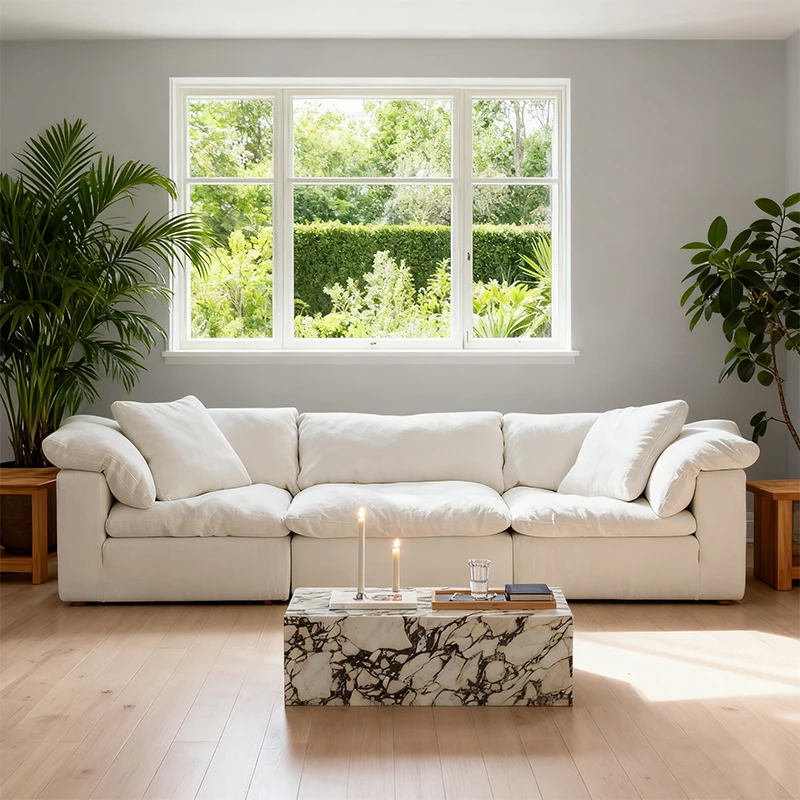 

#Cloud Sectional Couch with High Backrest, Convertible U-Shaped Modular Sectional Sofa with Deep Seat