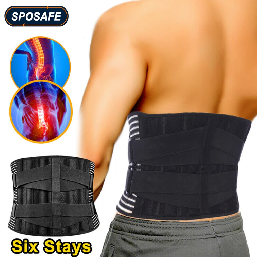 SPOSAFE Sports Back Support Lower Back Brace Provides Back Pain Relief Lumbar Support Belt for Herniated Disc Sciatica Scoliosis