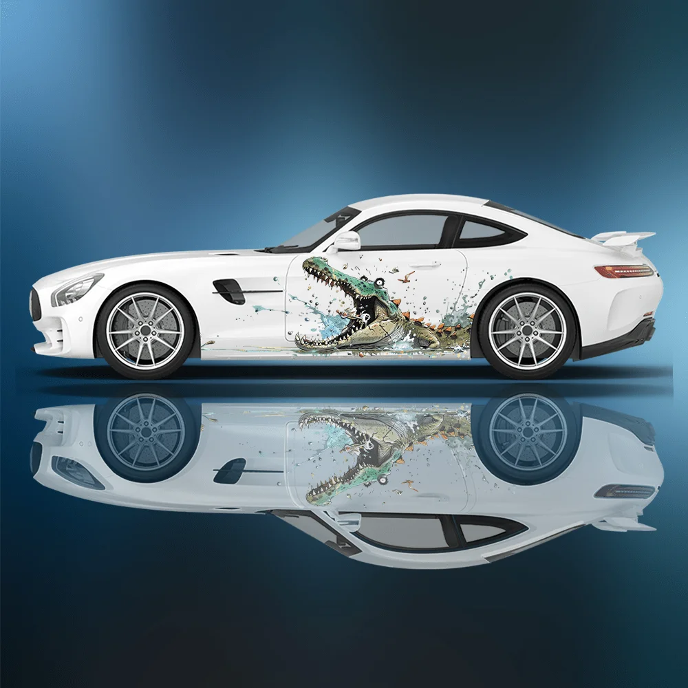 Fierce Crocodile Splash Car Sticker Full Body Decoration Covering Scratches Protect Auto Sticker Waterproof Car Vinyl Wraps