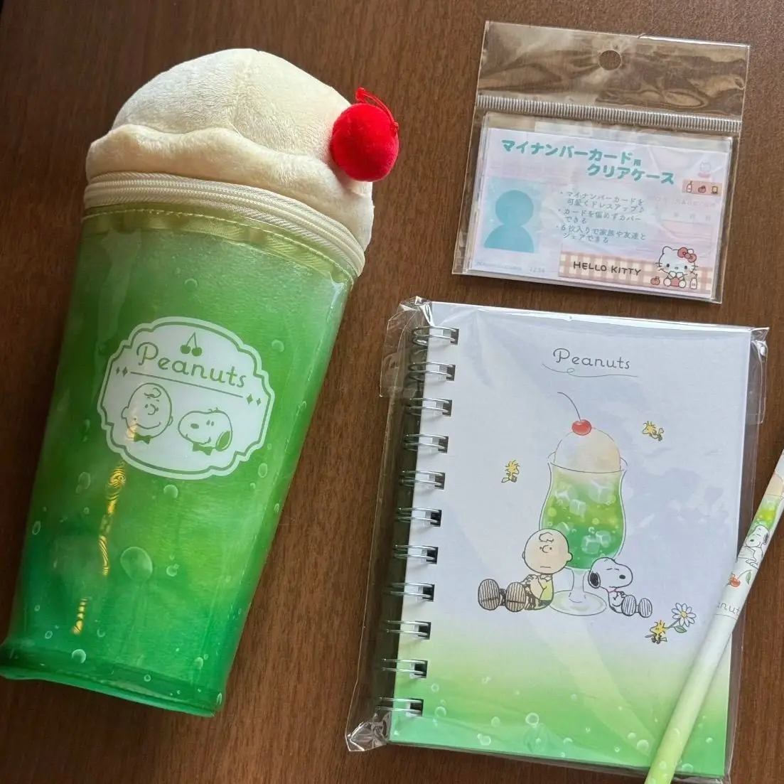 Estuche de Lápices de PVC de Edición Limitada Snoopy, Diseño de Melón, Estilo Japonés, Linda Taza de Postre, Bolsa de Cosméticos de Gran Capacidad, Ideal