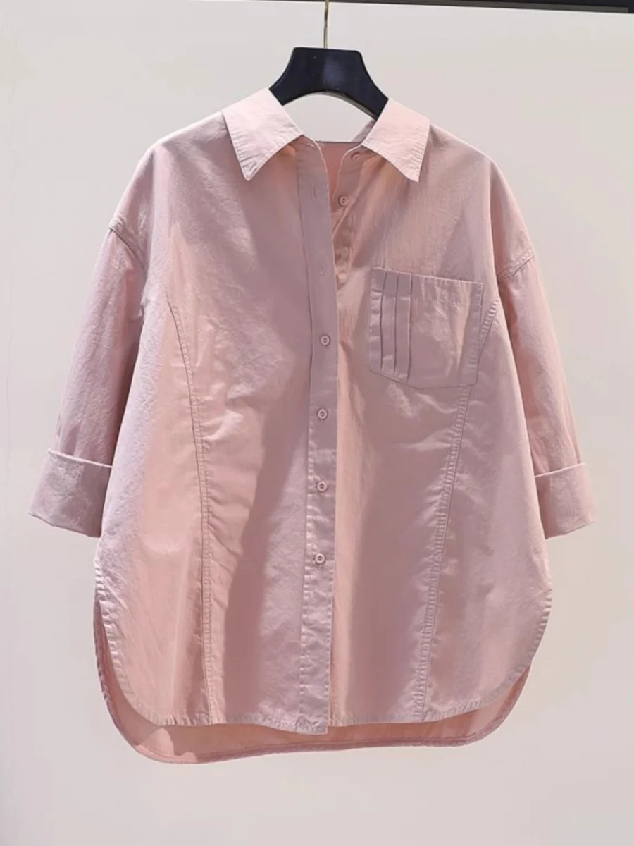 

Оригинальный дизайн, хлопково-льняной длинный воротник-свек, женский irt, лето-осень, новый розовый облегающий топ с узором