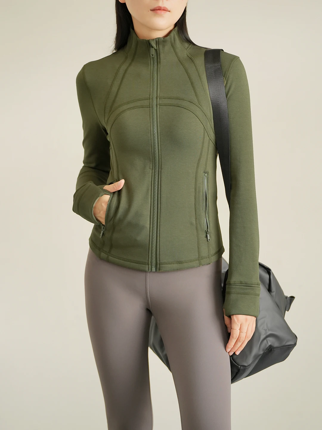 

Cournelie Women's Zipper Jaet Thin Fce Long Sve Stand Collar Slim Fit Warm Autumn Winter Spor Sle Outerwear