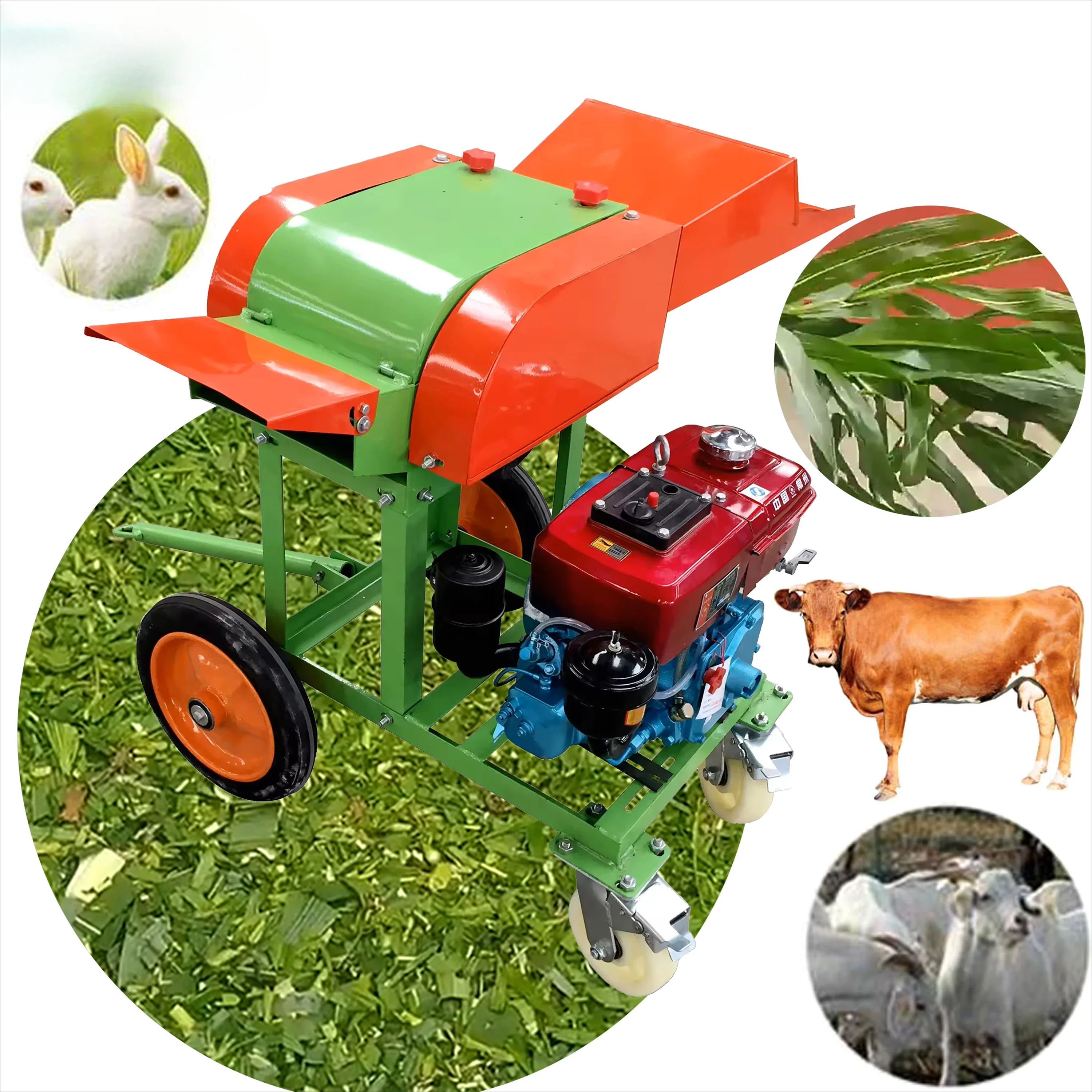 direct mini chaff cutting and diesel grass cutting capacity 0.6-1 tons/hour hay cutting silage machine