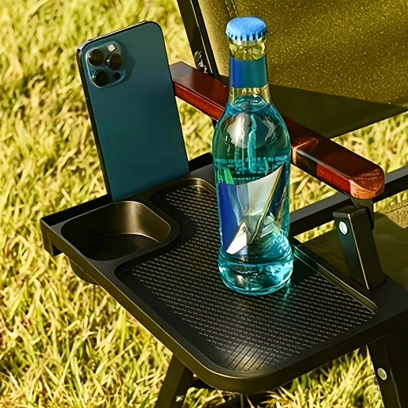 Portable Chair Side Tray Cup Holder Multifunctional Breakfast Serving Tray for Outdoor Beach Recliner
