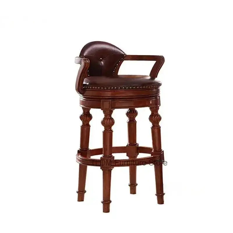 American Home Kitchen Island Chair Retro Bar Chairs Swivel Backrest Bar Chair Light Luxury High Chair Cafe Personality Bar Stool