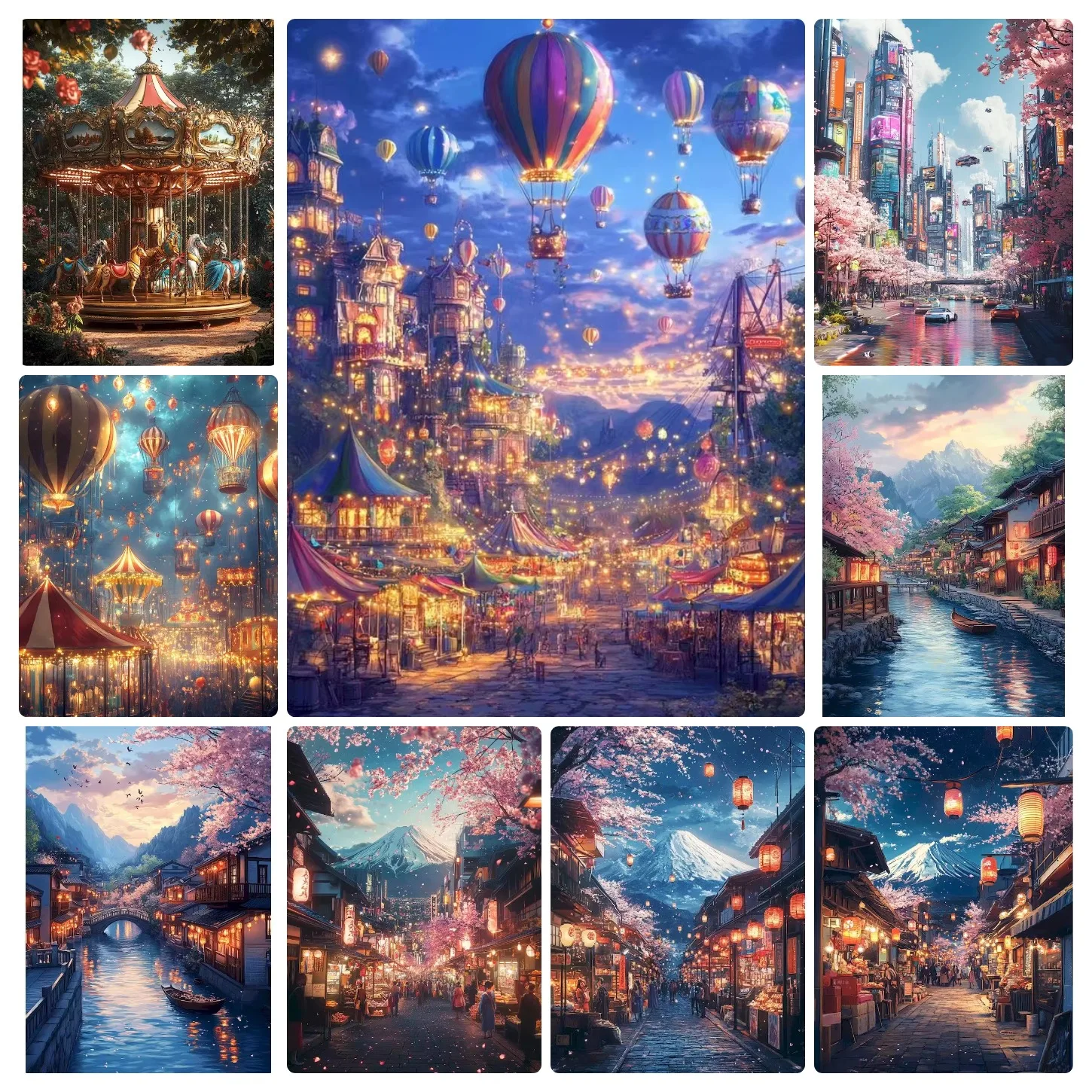 Fantasy Amusement Park 500/1000/1200/2000 PCS Jigsaw Puzzles Challenging Family Activity Games for Gameroom Bedroom Unique Gifts