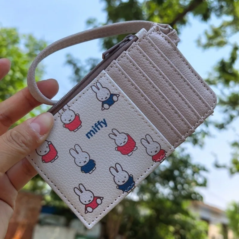 

Kawaii Miffy Japanese Miffy Multi Card Slot Portable Leather Wallet Card Storage Bag Original Wrist Strap Girl Gift