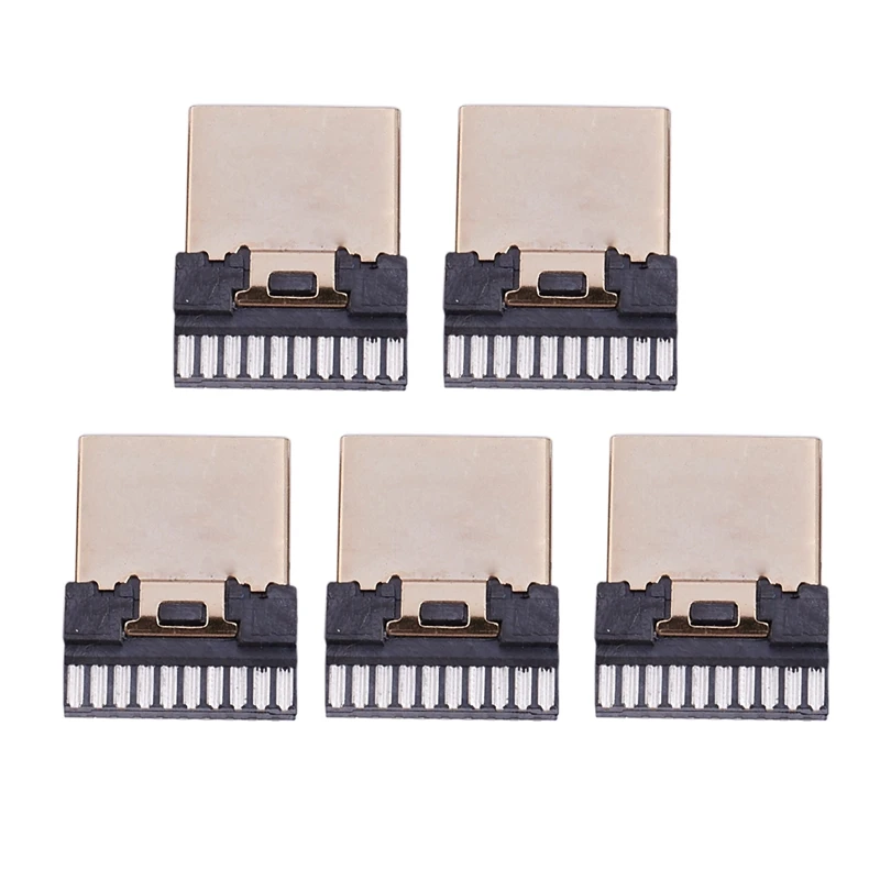 New Style 5 Pcs HDMI Male 19 Pins A Type Solder Plug Termination Repair Replace