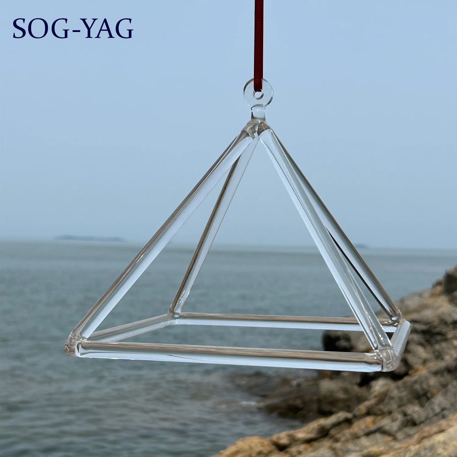 

SOG-YAG 6 Inch Clear Crystal Singing Pyramid Music Instrument for Sound Healing Yoga Releax with Free Mallet