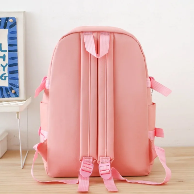 Autumn New Canvas Backpack Women\'s Korean Version Large Capacity Five-Piece Set Middle School Student Backpack College Student S