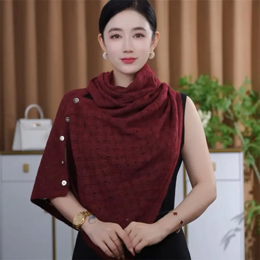 

Имитация кашемирового плаща, женский ажурный шарф, осенне-зимние накидки, вязаный мягкий теплый шарф, новое модное пончо P1