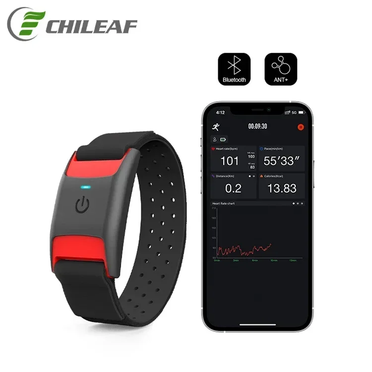 Chileaf CL830 Armband Heart Rate Monitor With Ble 5.0 & Ant+ Heart Rate Sensor With IP67 Heart Rate Monitor Strap