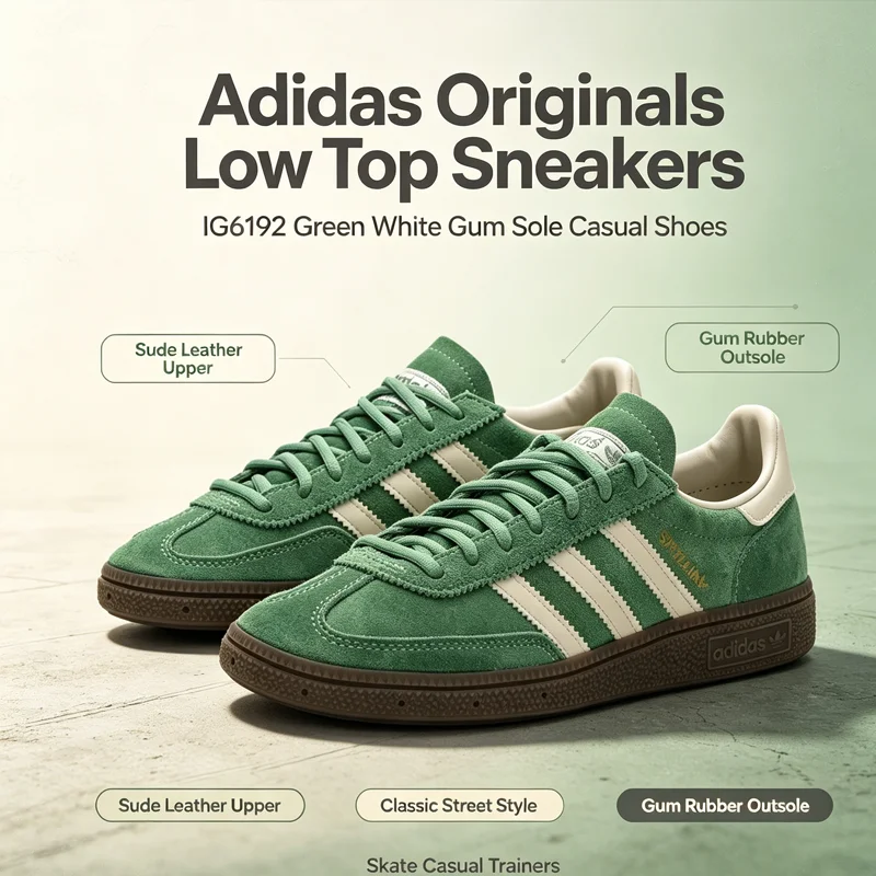 Adidas Originals IG6192 Low Top Skate Shoes Green White Suede Leather Gum Sole Casual Sneakers