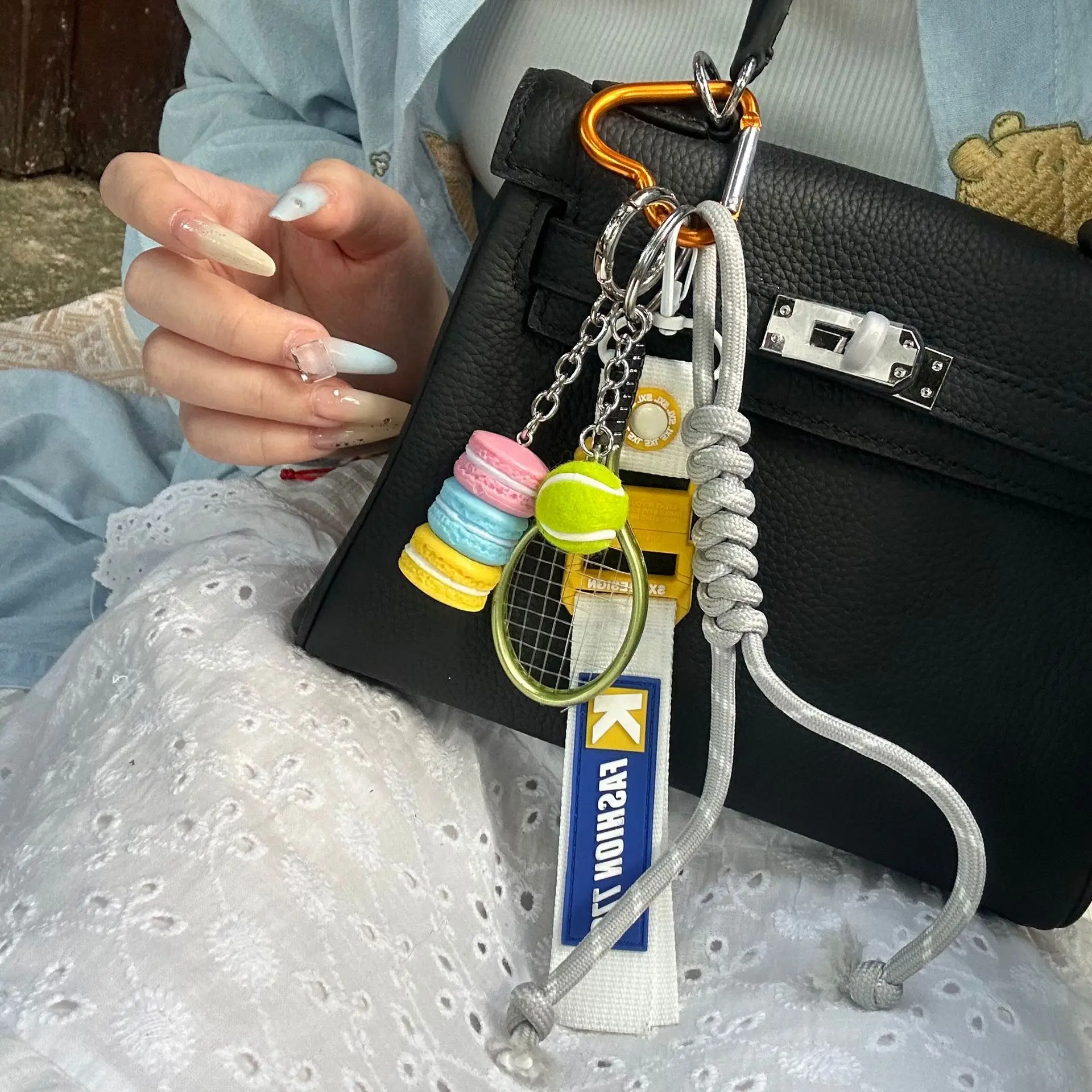 New Fashion Trend Cool Niche Style Love Chain Bag Pendant Accessories Colored Nylon Woven Rope Car Keychain Bag Accessories