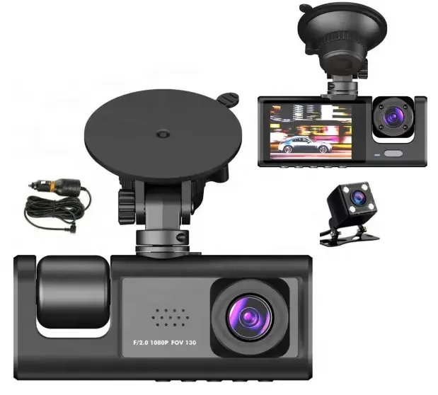 عالية الجودة Dashcam 360 3 قنوات 1080p HD الجبهة الخلفية والداخلية مسجل فيديو السيارة Dvr الصندوق الأسود سجل القيادة للسيارة #3