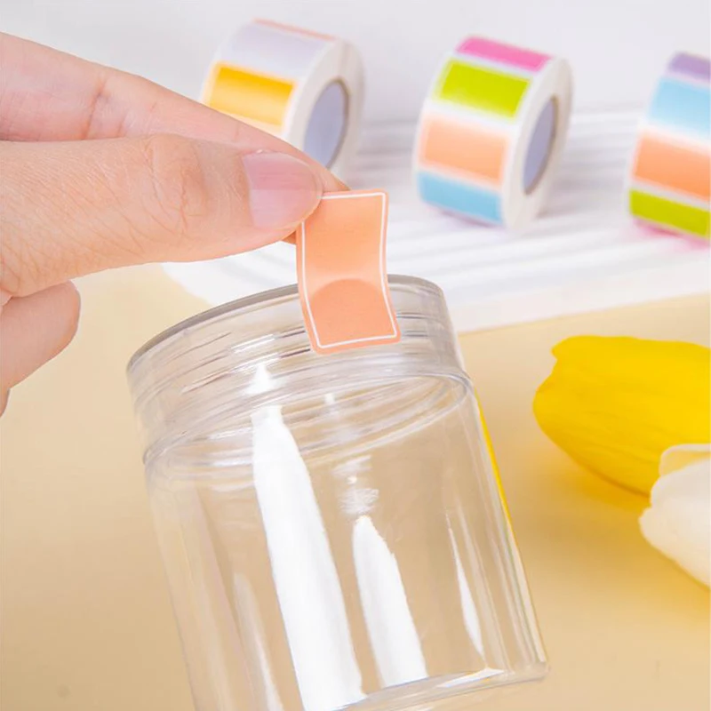 500Pcs Colourful Self-adhesive Label Adhesive Stickers Durable Waterproof Blank Tag Sticker Stationery Rectangle Name Sticker